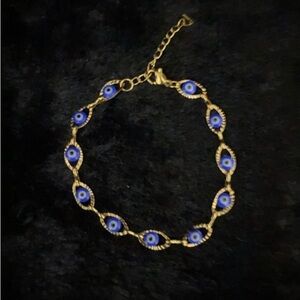 18K Gold Blue Evil Eye Bracelet